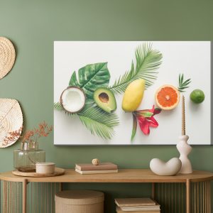 Peinture sur toile Feuilles Et Fruits Tropicaux Colorés – Image 5