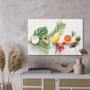 Peinture sur toile Feuilles Et Fruits Tropicaux Colorés – Image 3