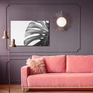 Peinture sur toile Feuille De Monstera En Version Noir Et Blanc – Image 4