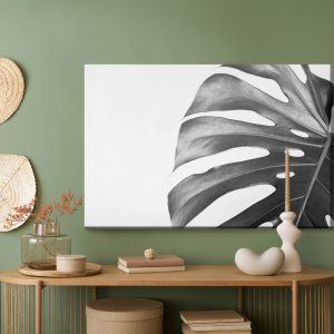 Peinture sur toile Feuille De Monstera En Version Noir Et Blanc – Image 5