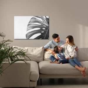 Peinture sur toile Feuille De Monstera En Version Noir Et Blanc – Image 7