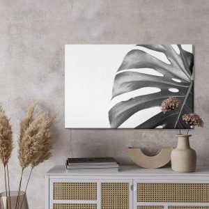 Peinture sur toile Feuille De Monstera En Version Noir Et Blanc – Image 3