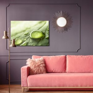 Peinture sur toile Gouttes D'eau Sur Une Feuille Verte – Image 4