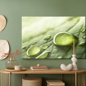 Peinture sur toile Gouttes D'eau Sur Une Feuille Verte – Image 5