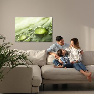 Peinture sur toile Gouttes D'eau Sur Une Feuille Verte – Image 7