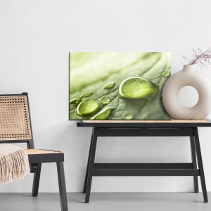Peinture sur toile Gouttes D'eau Sur Une Feuille Verte – Image 6