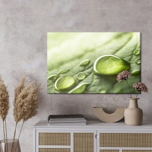 Peinture sur toile Gouttes D'eau Sur Une Feuille Verte – Image 3