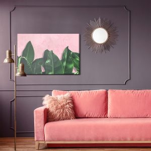 Peinture sur toile Plantes Tropicales Sur Fond Rose – Image 4