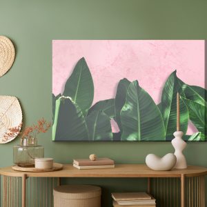 Peinture sur toile Plantes Tropicales Sur Fond Rose – Image 5