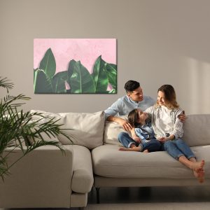 Peinture sur toile Plantes Tropicales Sur Fond Rose – Image 7