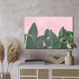 Peinture sur toile Plantes Tropicales Sur Fond Rose – Image 3