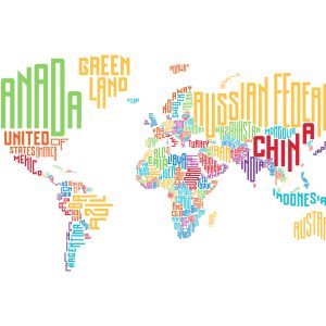 Peinture sur toile Carte Du Monde - Sous-Titres – Image 1
