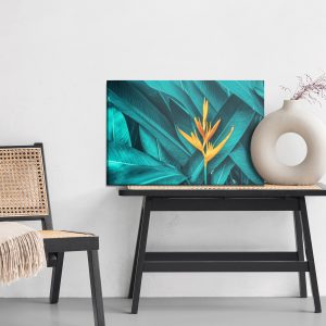 Peinture sur toile Fleur Orange Sur Fond De Feuilles Tropicales – Image 6