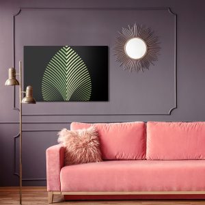 Peinture sur toile Motif De Feuilles Abstraites Sur Fond Noir – Image 4