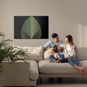 Peinture sur toile Motif De Feuilles Abstraites Sur Fond Noir – Image 7