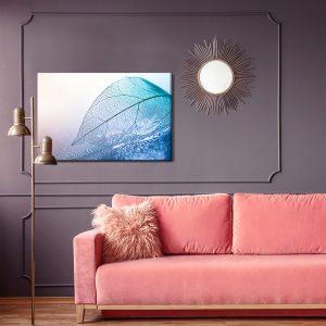 Peinture sur toile Feuille À L'échelle Macro Dans Les Tons Bleus – Image 4