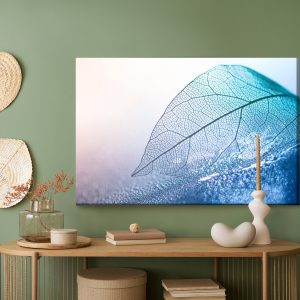 Peinture sur toile Feuille À L'échelle Macro Dans Les Tons Bleus – Image 5