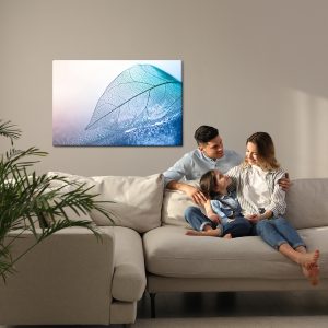 Peinture sur toile Feuille À L'échelle Macro Dans Les Tons Bleus – Image 7