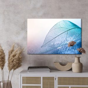 Peinture sur toile Feuille À L'échelle Macro Dans Les Tons Bleus – Image 3