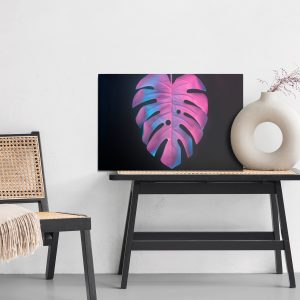 Peinture sur toile Feuille De Monstera Colorée Sur Fond Noir – Image 6