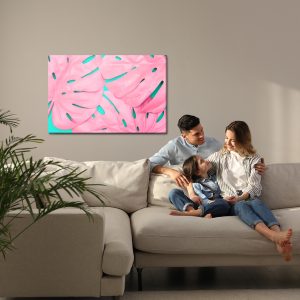 Peinture sur toile Feuilles De Monstera Décoratives Roses – Image 7