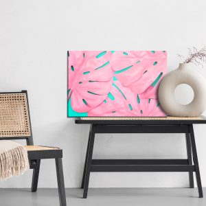 Peinture sur toile Feuilles De Monstera Décoratives Roses – Image 6