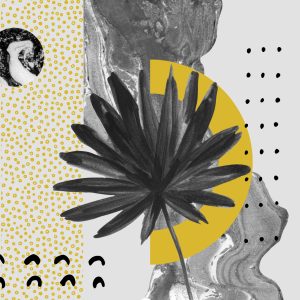 Peinture sur toile Oeuvre Avec Des Feuilles Et Des Motifs – Image 1