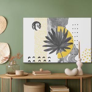 Peinture sur toile Oeuvre Avec Des Feuilles Et Des Motifs – Image 5