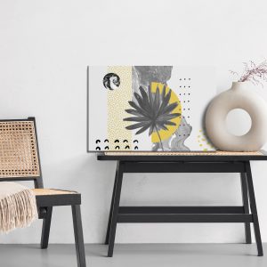 Peinture sur toile Oeuvre Avec Des Feuilles Et Des Motifs – Image 6