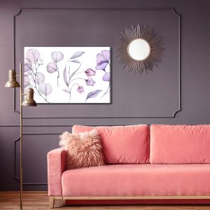 Peinture sur toile Feuilles Et Fleurs Rose Violet – Image 4