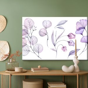 Peinture sur toile Feuilles Et Fleurs Rose Violet – Image 5