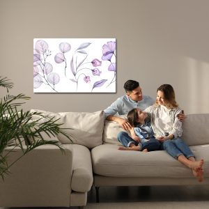 Peinture sur toile Feuilles Et Fleurs Rose Violet – Image 7