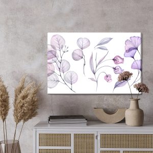 Peinture sur toile Feuilles Et Fleurs Rose Violet – Image 3