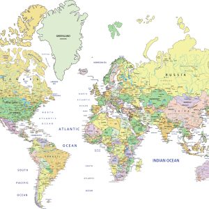 Peinture sur toile Carte Du Monde Politique – Image 1