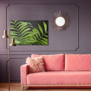 Peinture sur toile Feuilles Tropicales Vertes Sur Fond Noir – Image 4