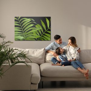 Peinture sur toile Feuilles Tropicales Vertes Sur Fond Noir – Image 7