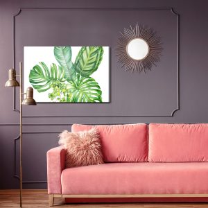 Peinture sur toile Feuilles Exotiques Vertes Peintes À L'aquarelle – Image 4
