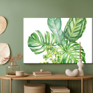 Peinture sur toile Feuilles Exotiques Vertes Peintes À L'aquarelle – Image 5
