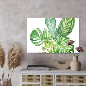 Peinture sur toile Feuilles Exotiques Vertes Peintes À L'aquarelle – Image 3