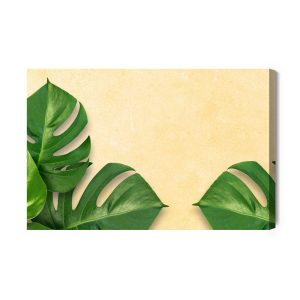 Peinture sur toile Feuilles De Monstera Sur Fond Beige – Image 2