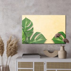 Peinture sur toile Feuilles De Monstera Sur Fond Beige – Image 3