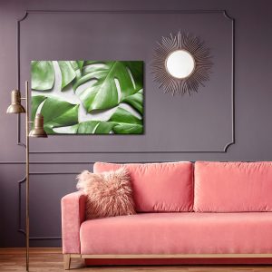 Peinture sur toile Feuilles De Monstera Sur Fond Gris – Image 4