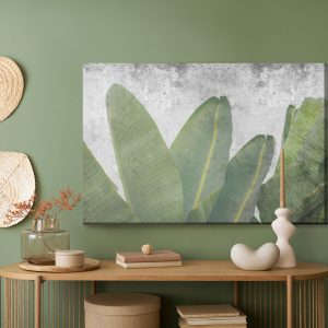 Peinture sur toile Feuilles Tropicales Sur Fond De Béton – Image 5