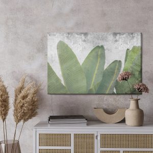 Peinture sur toile Feuilles Tropicales Sur Fond De Béton – Image 3