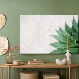 Peinture sur toile Feuilles Vertes Sur Un Fond De Béton Gris – Image 5