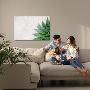Peinture sur toile Feuilles Vertes Sur Un Fond De Béton Gris – Image 7