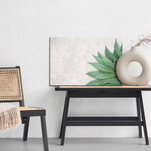Peinture sur toile Feuilles Vertes Sur Un Fond De Béton Gris – Image 6