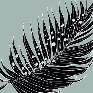Peinture sur toile Feuille De Palmier Noir Sur Fond Gris – Image 1