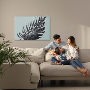 Peinture sur toile Feuille De Palmier Noir Sur Fond Gris – Image 7
