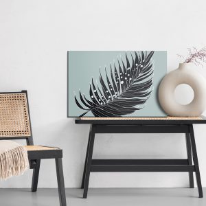 Peinture sur toile Feuille De Palmier Noir Sur Fond Gris – Image 6